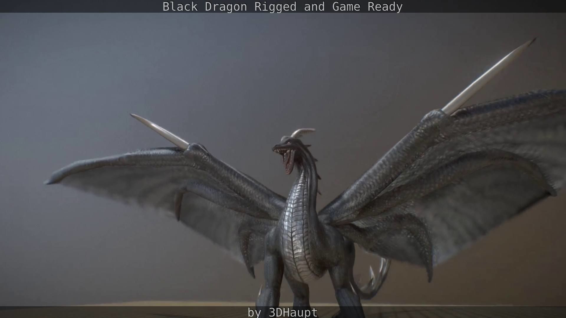 Black Dragon Rigged and Game Ready Low-poly 3D model_89