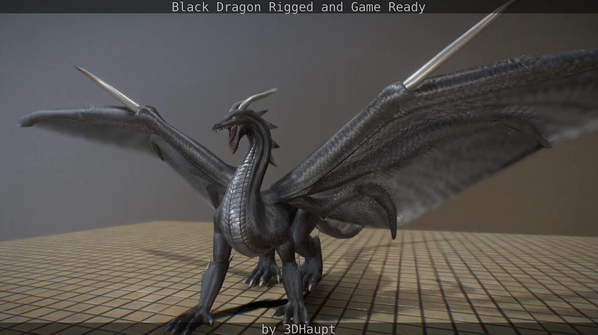 Black Dragon Rigged and Game Ready Low-poly 3D model_98