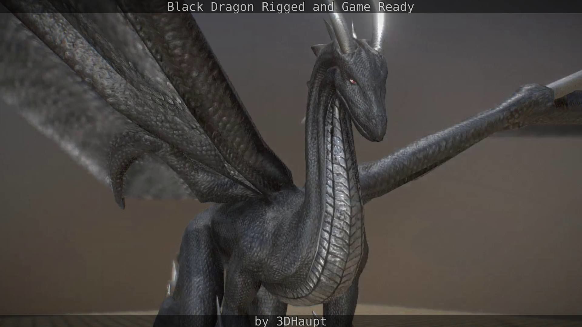 Black Dragon Rigged and Game Ready Low-poly 3D model_44