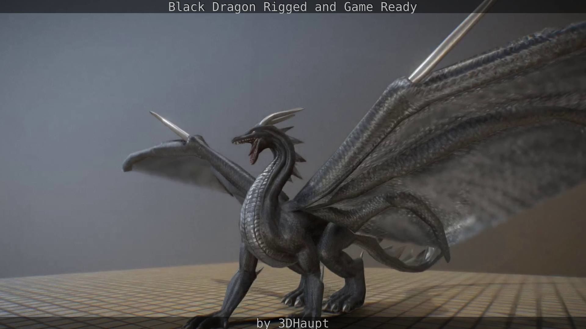 Black Dragon Rigged and Game Ready Low-poly 3D model_91