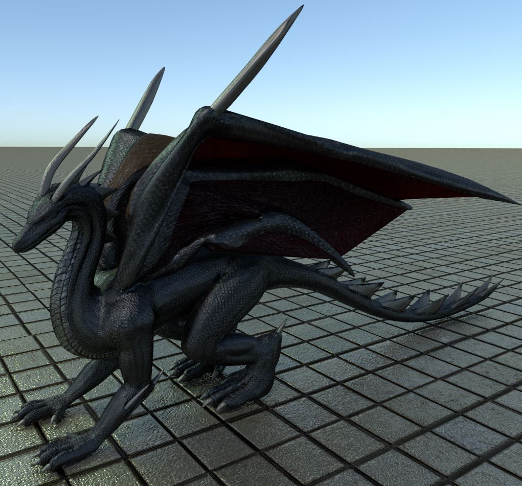 Black Dragon Rigged and Game Ready Low-poly 3D model_10