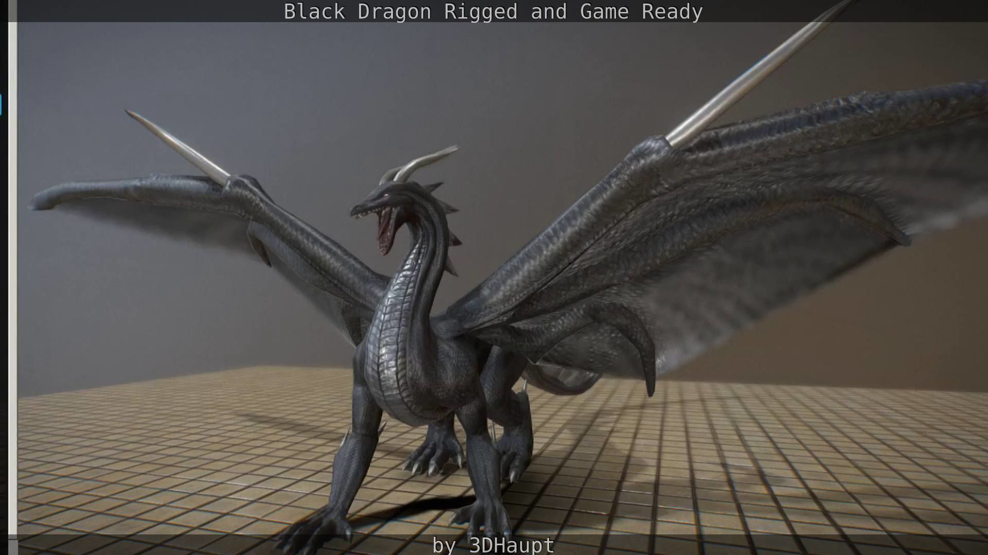 Black Dragon Rigged and Game Ready Low-poly 3D model_109