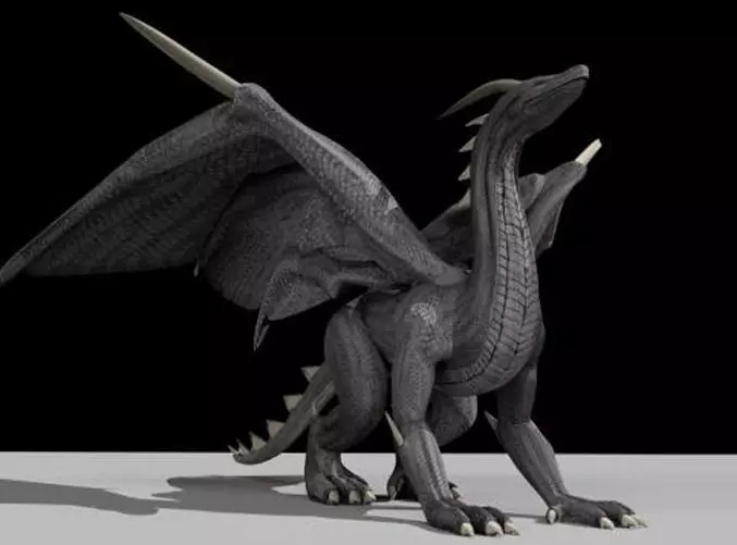 Black Dragon Rigged and Game Ready Low-poly 3D model_0