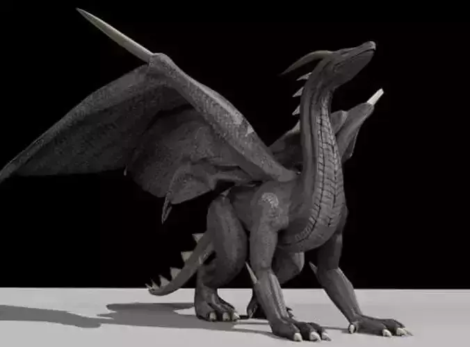 Black Dragon Rigged and Game Ready Low-poly 3D model