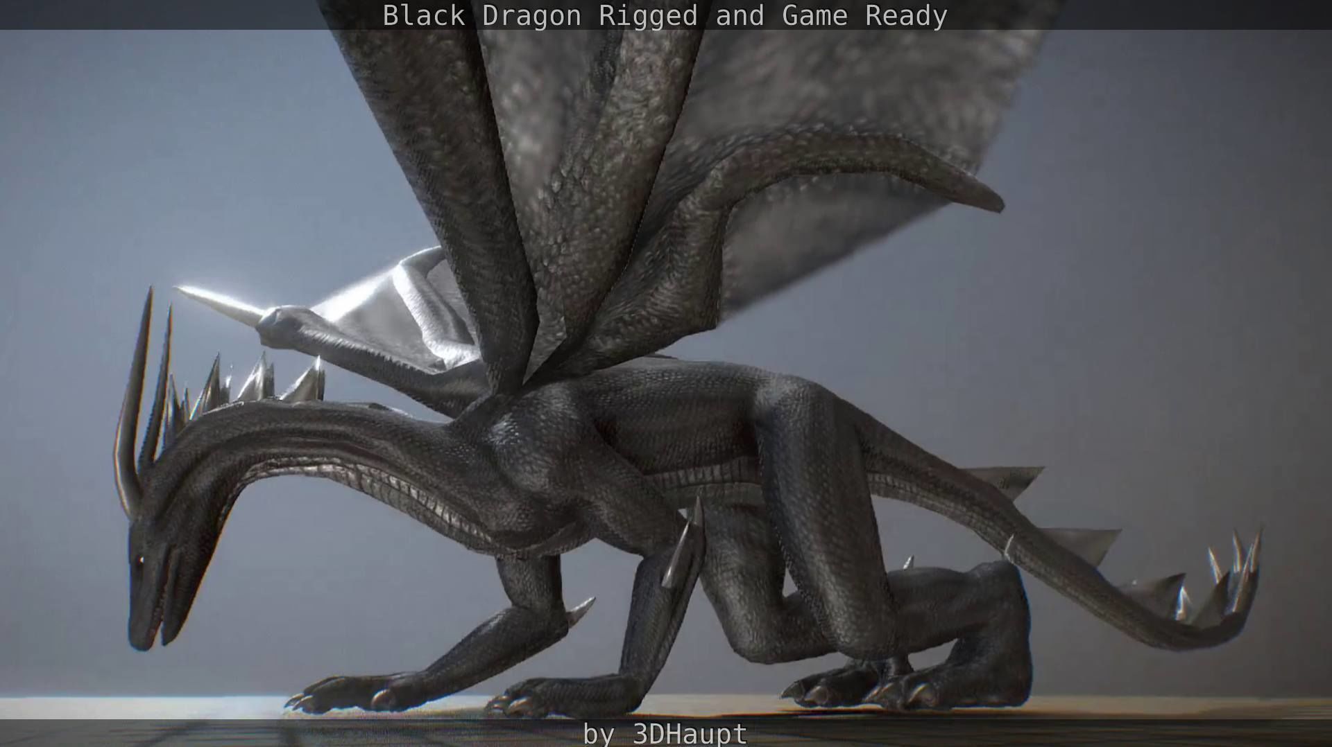 Black Dragon Rigged and Game Ready Low-poly 3D model_24