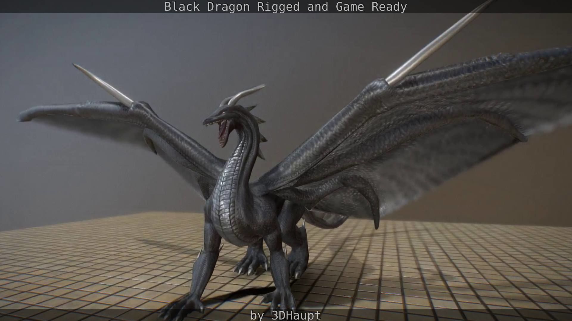 Black Dragon Rigged and Game Ready Low-poly 3D model_96
