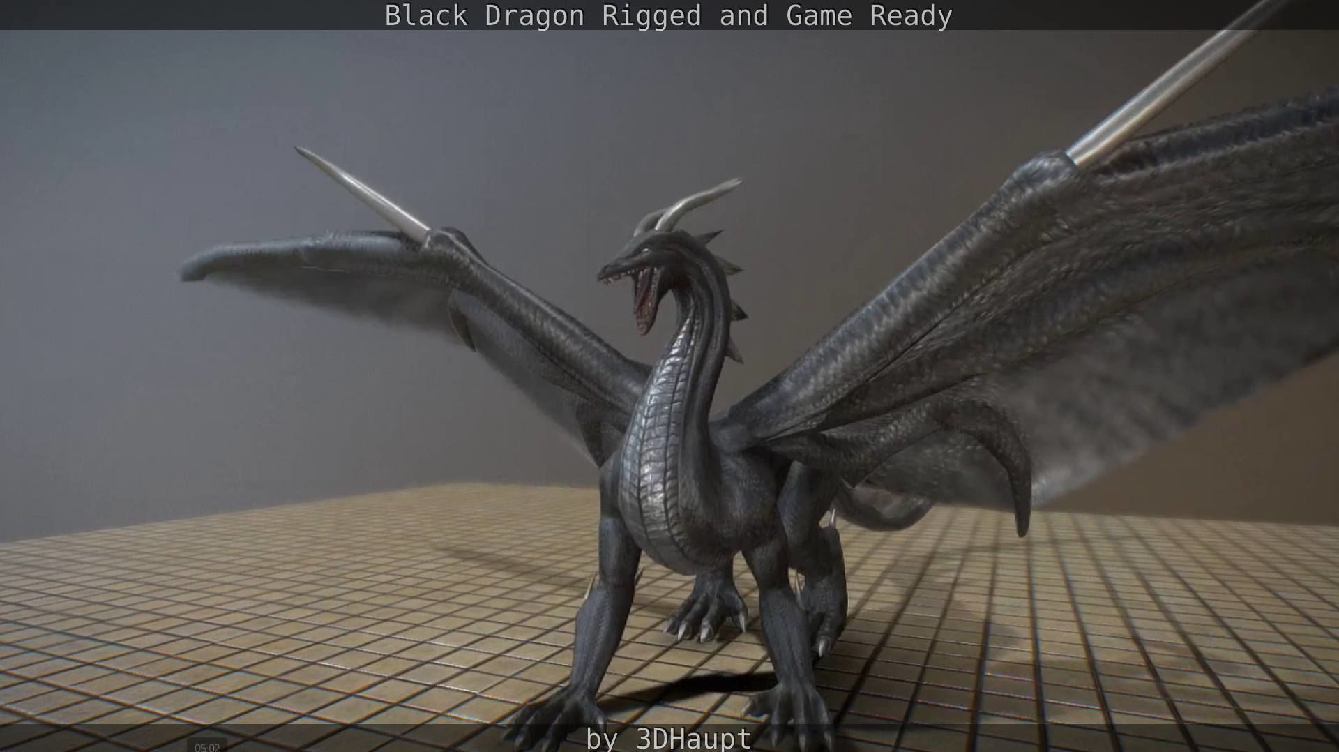 Black Dragon Rigged and Game Ready Low-poly 3D model_63
