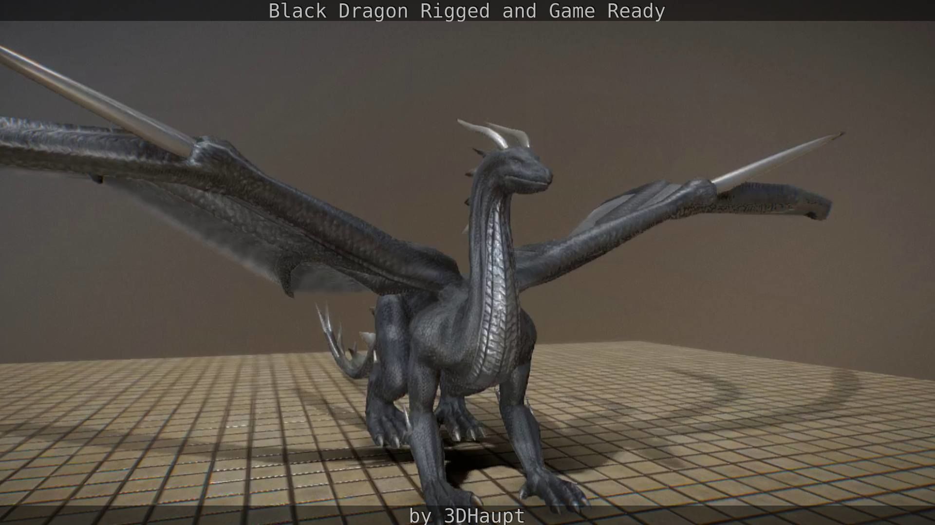 Black Dragon Rigged and Game Ready Low-poly 3D model_18