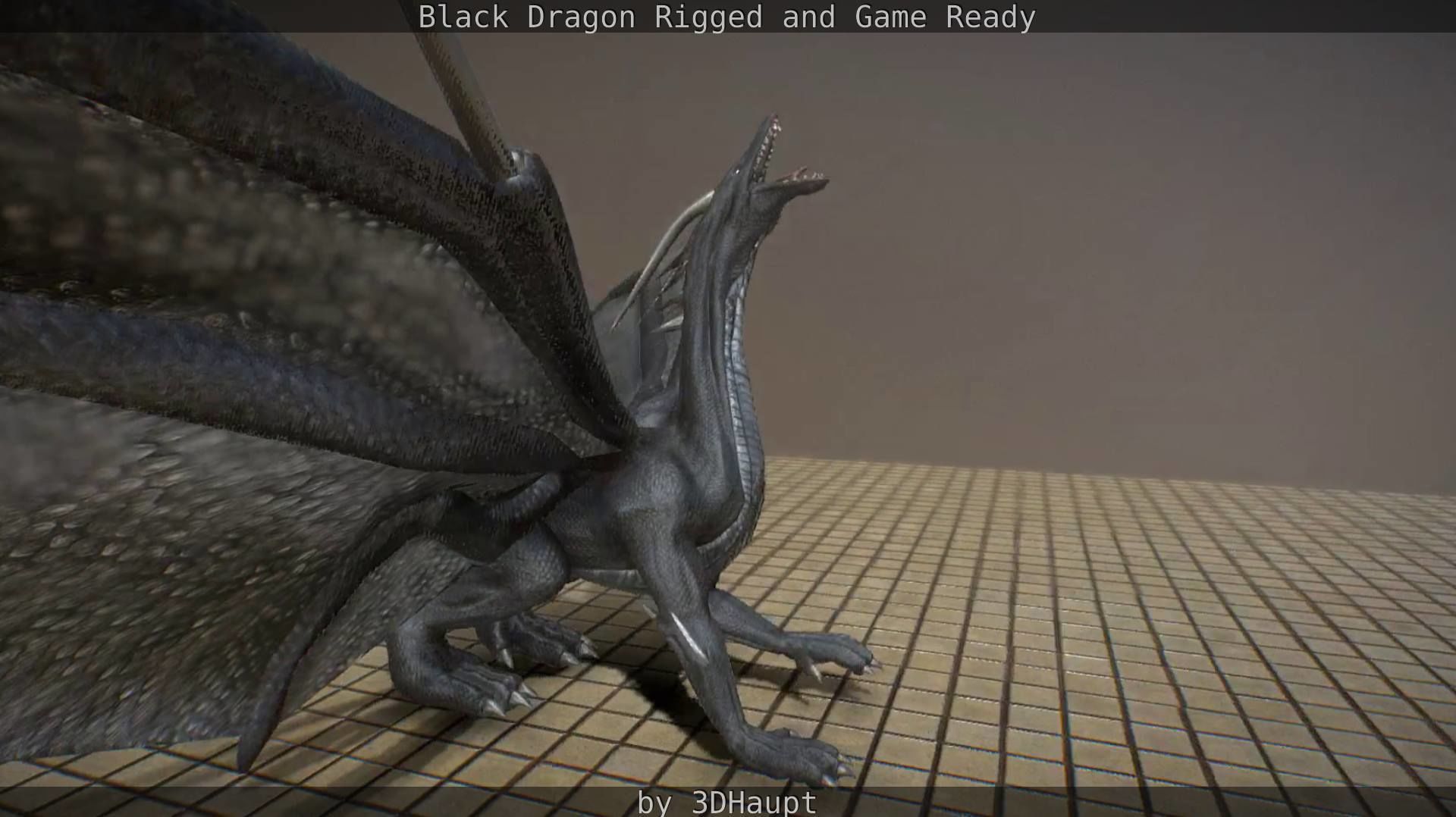 Black Dragon Rigged and Game Ready Low-poly 3D model_32