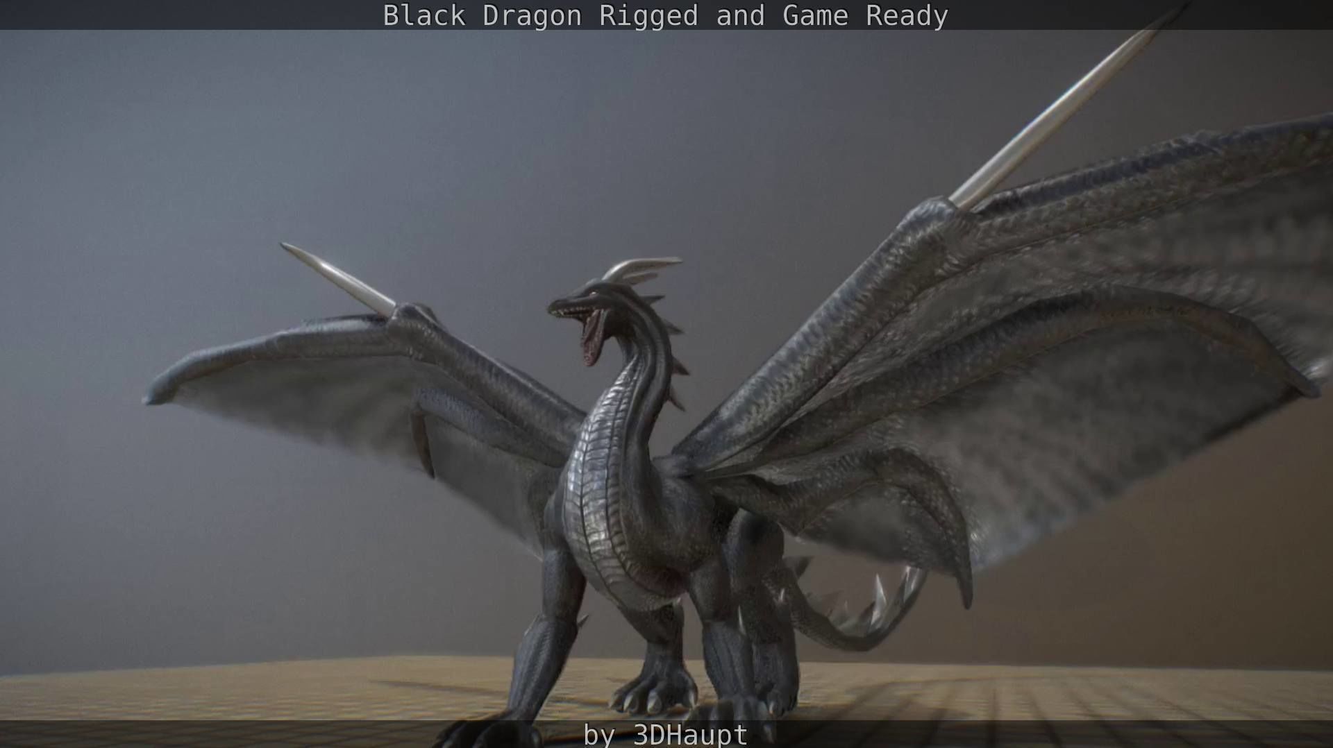Black Dragon Rigged and Game Ready Low-poly 3D model_90