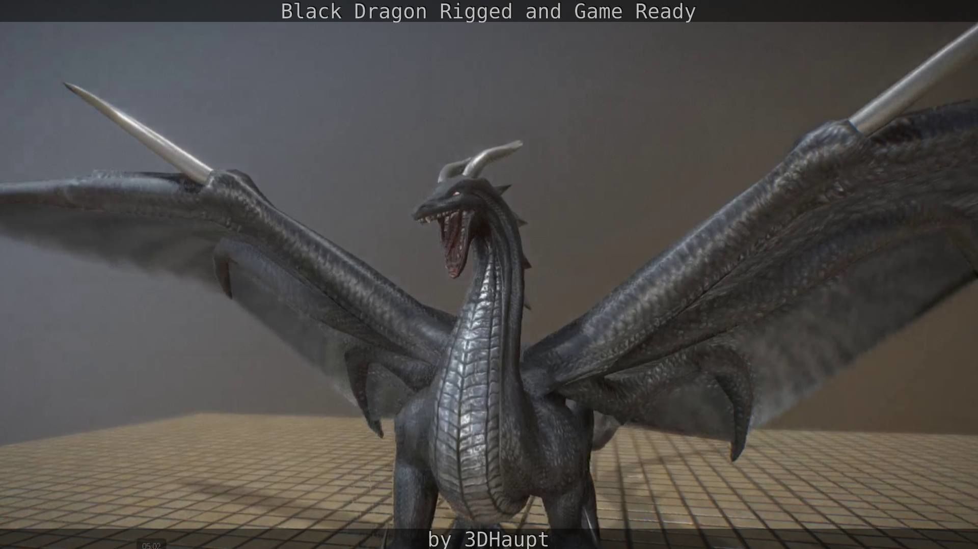 Black Dragon Rigged and Game Ready Low-poly 3D model_67