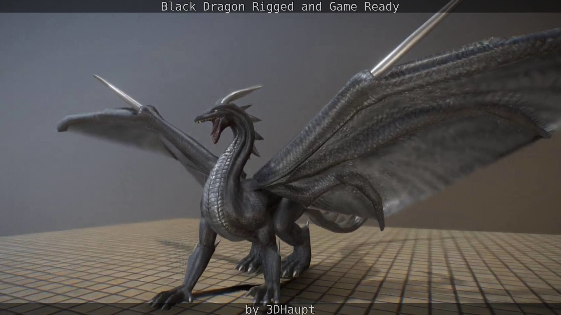 Black Dragon Rigged and Game Ready Low-poly 3D model_93
