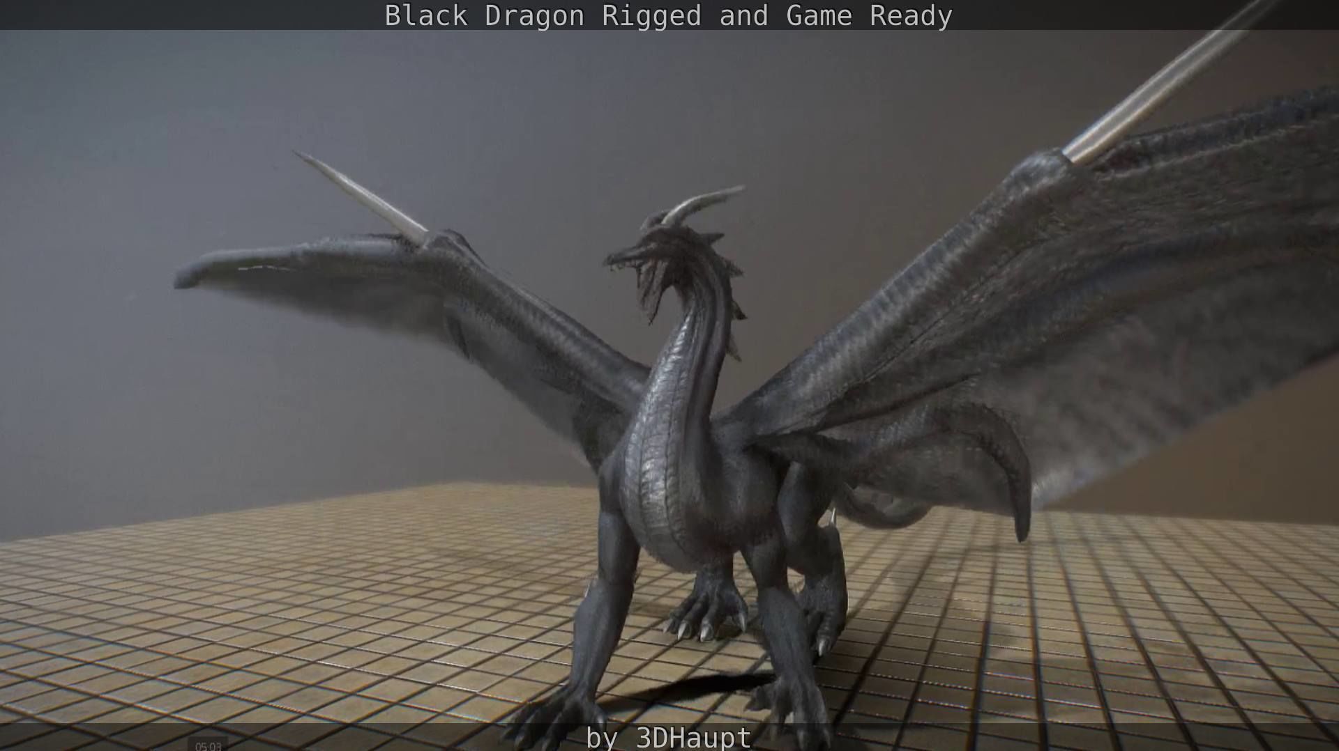 Black Dragon Rigged and Game Ready Low-poly 3D model_60