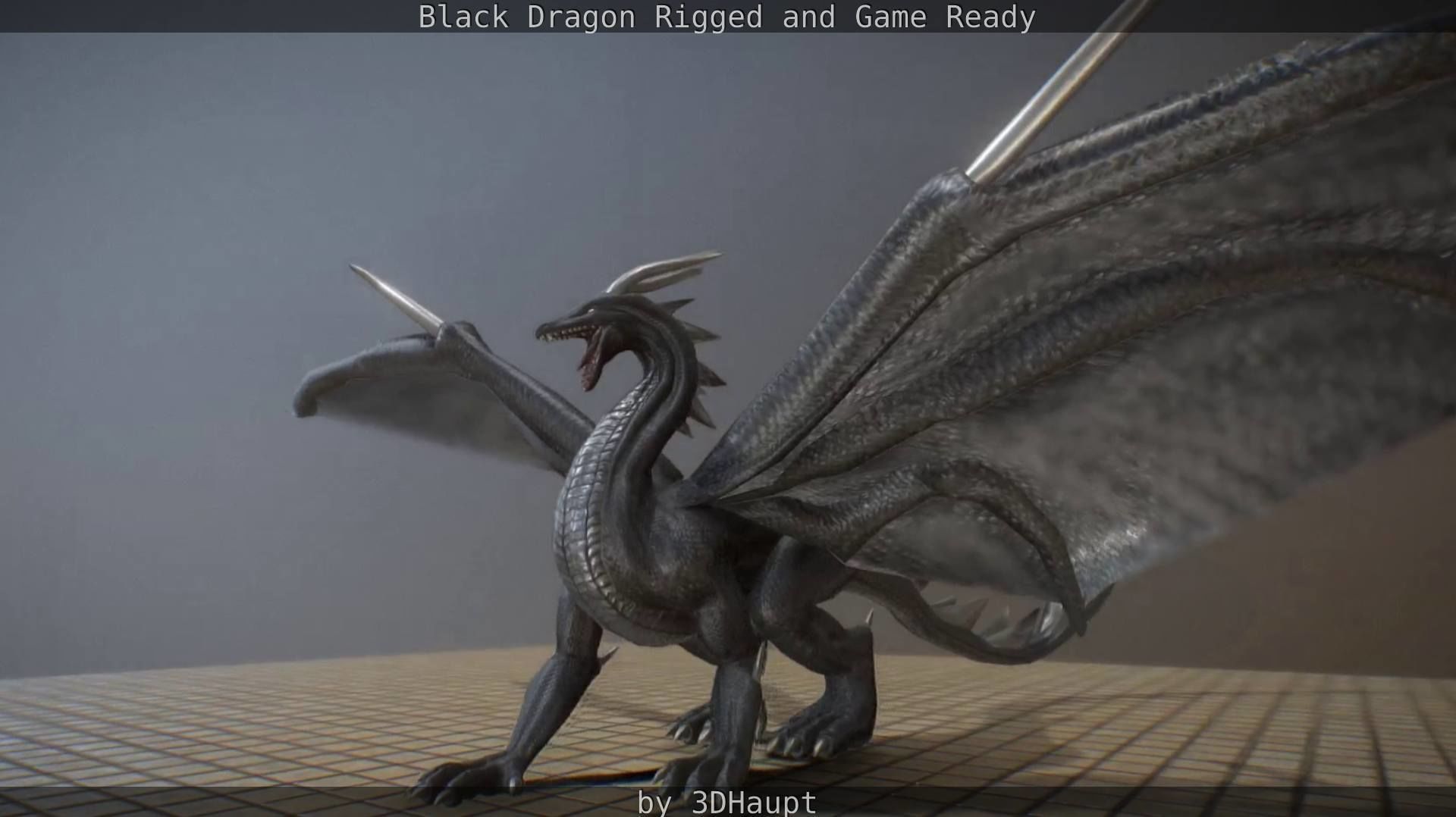 Black Dragon Rigged and Game Ready Low-poly 3D model_92
