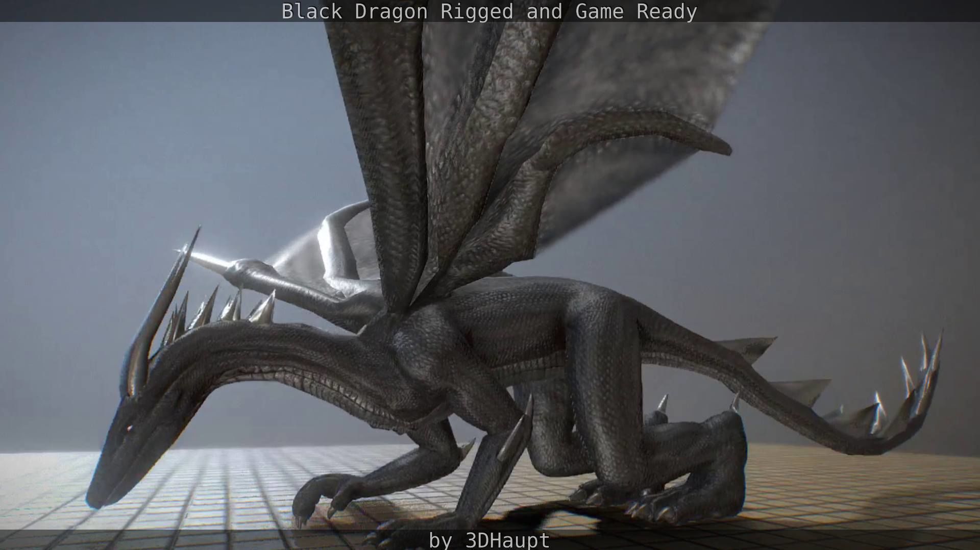 Black Dragon Rigged and Game Ready Low-poly 3D model_25