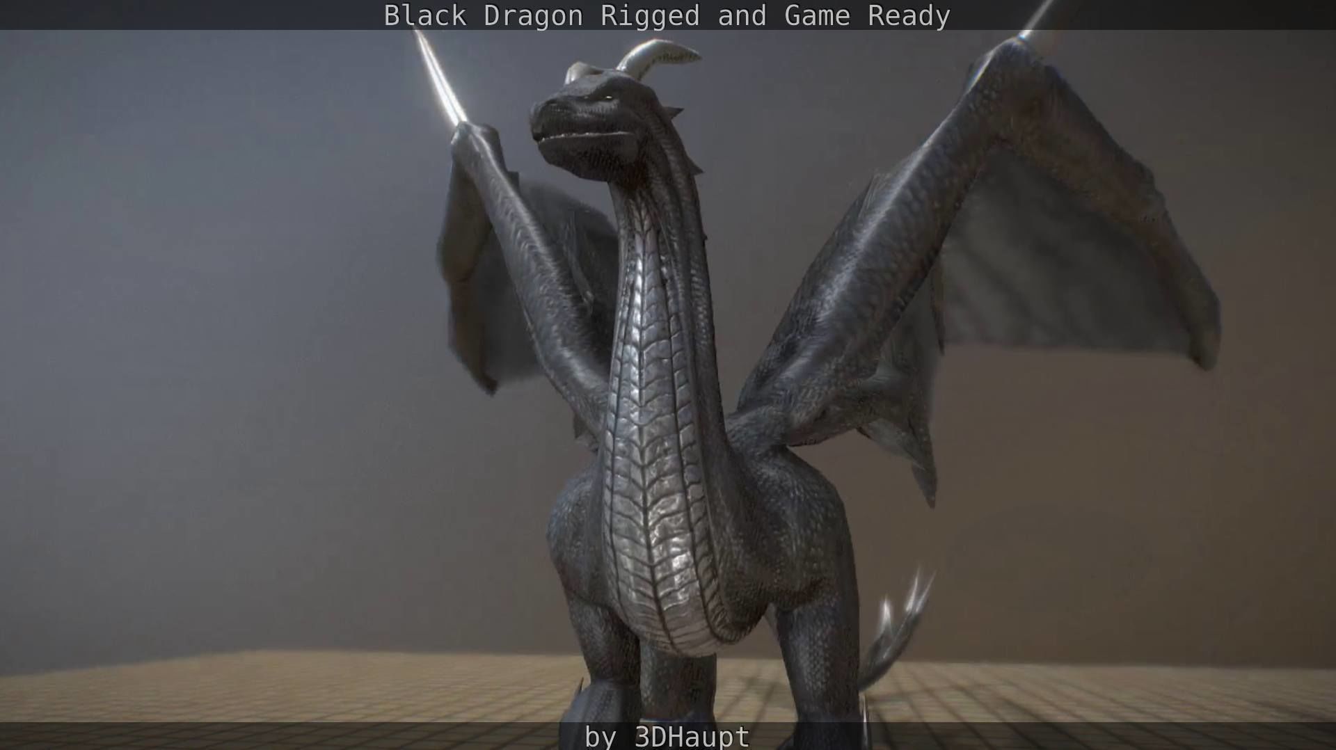 Black Dragon Rigged and Game Ready Low-poly 3D model_46