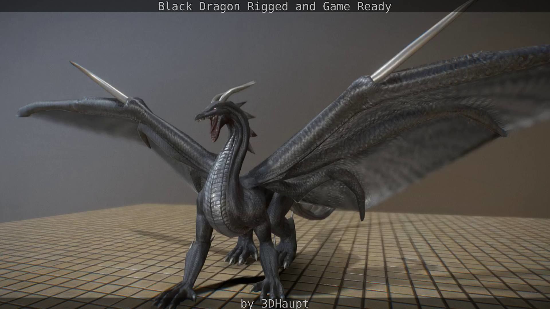 Black Dragon Rigged and Game Ready Low-poly 3D model_103
