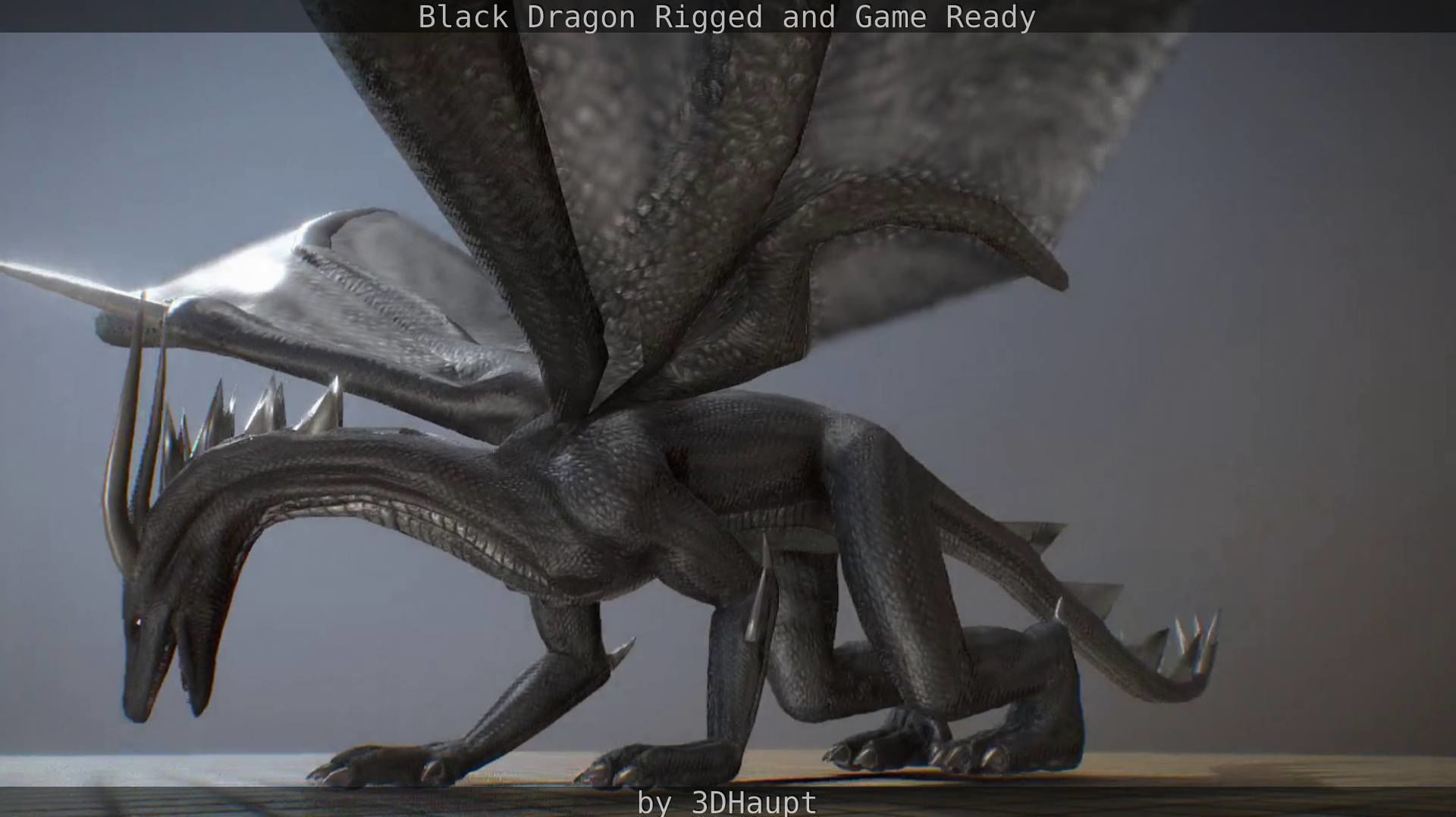 Black Dragon Rigged and Game Ready Low-poly 3D model_23