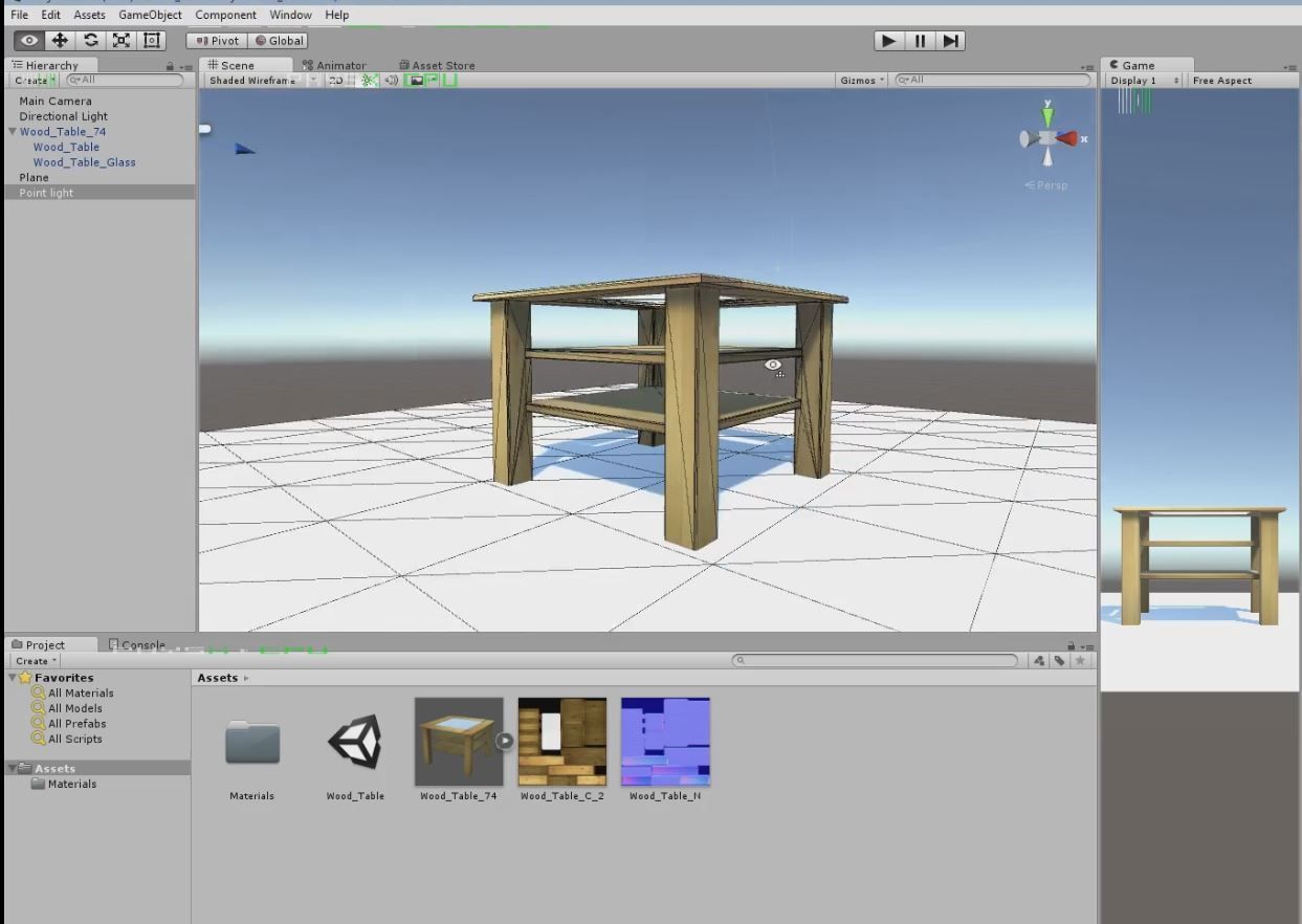 Wooden Table with Glass Plate  Low-poly 3D model_16
