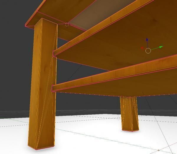 Wooden Table with Glass Plate  Low-poly 3D model_6