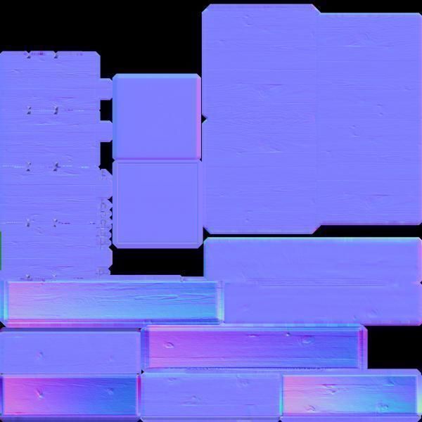 Wooden Table with Glass Plate  Low-poly 3D model_7