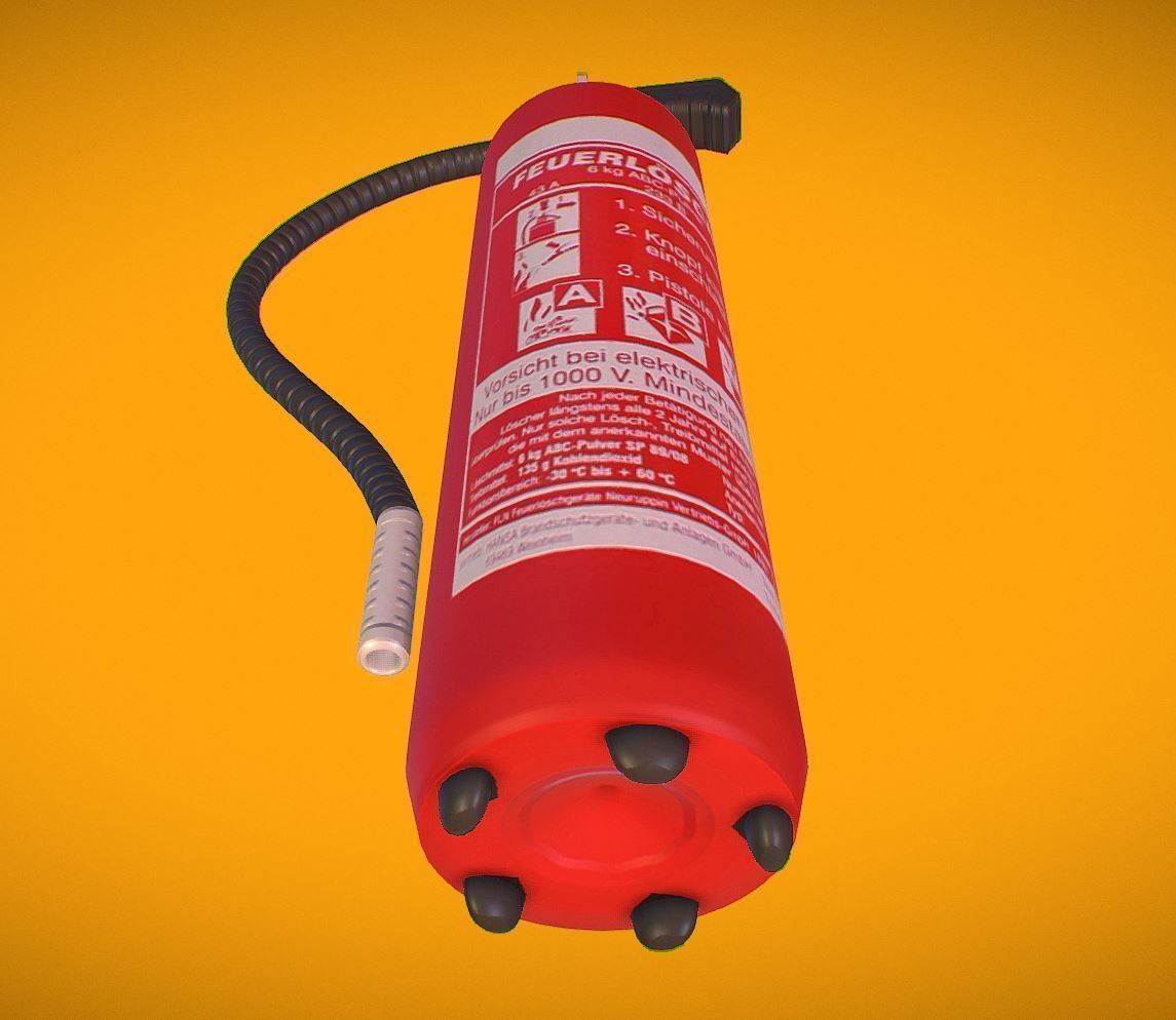 Red fire extinguisher Low-poly 3D model_13