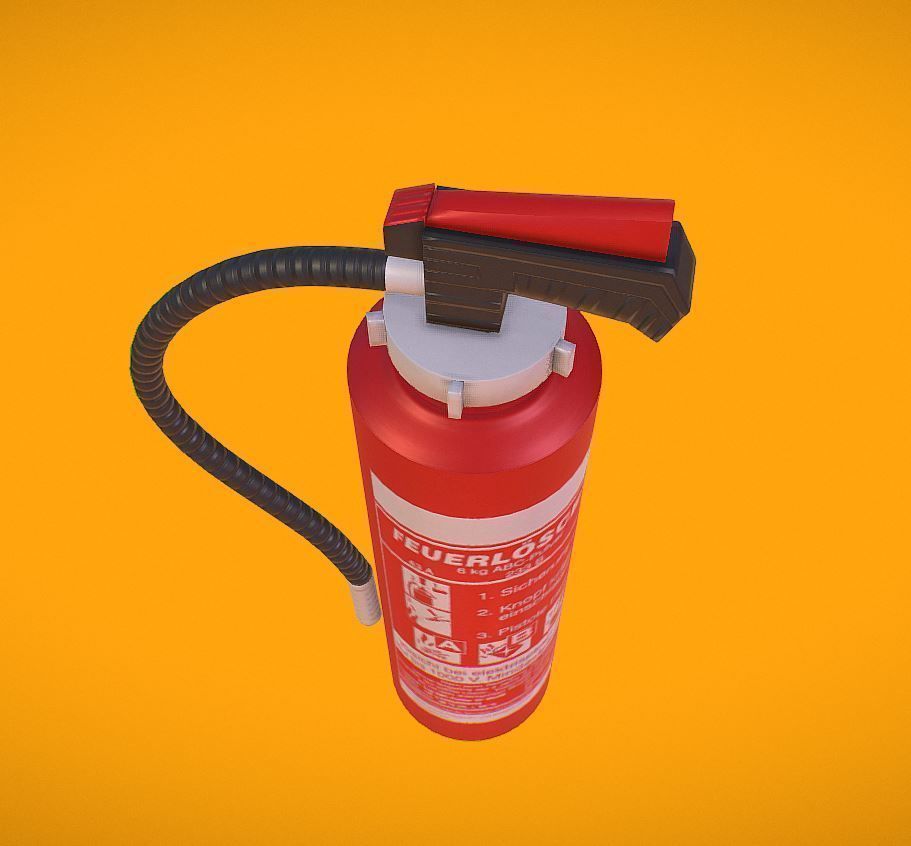 Red fire extinguisher Low-poly 3D model_9