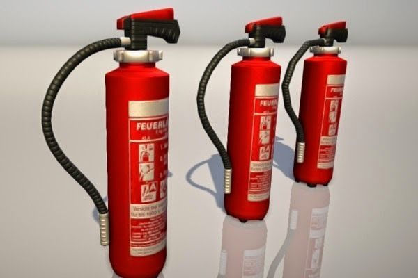 Red fire extinguisher Low-poly 3D model_4