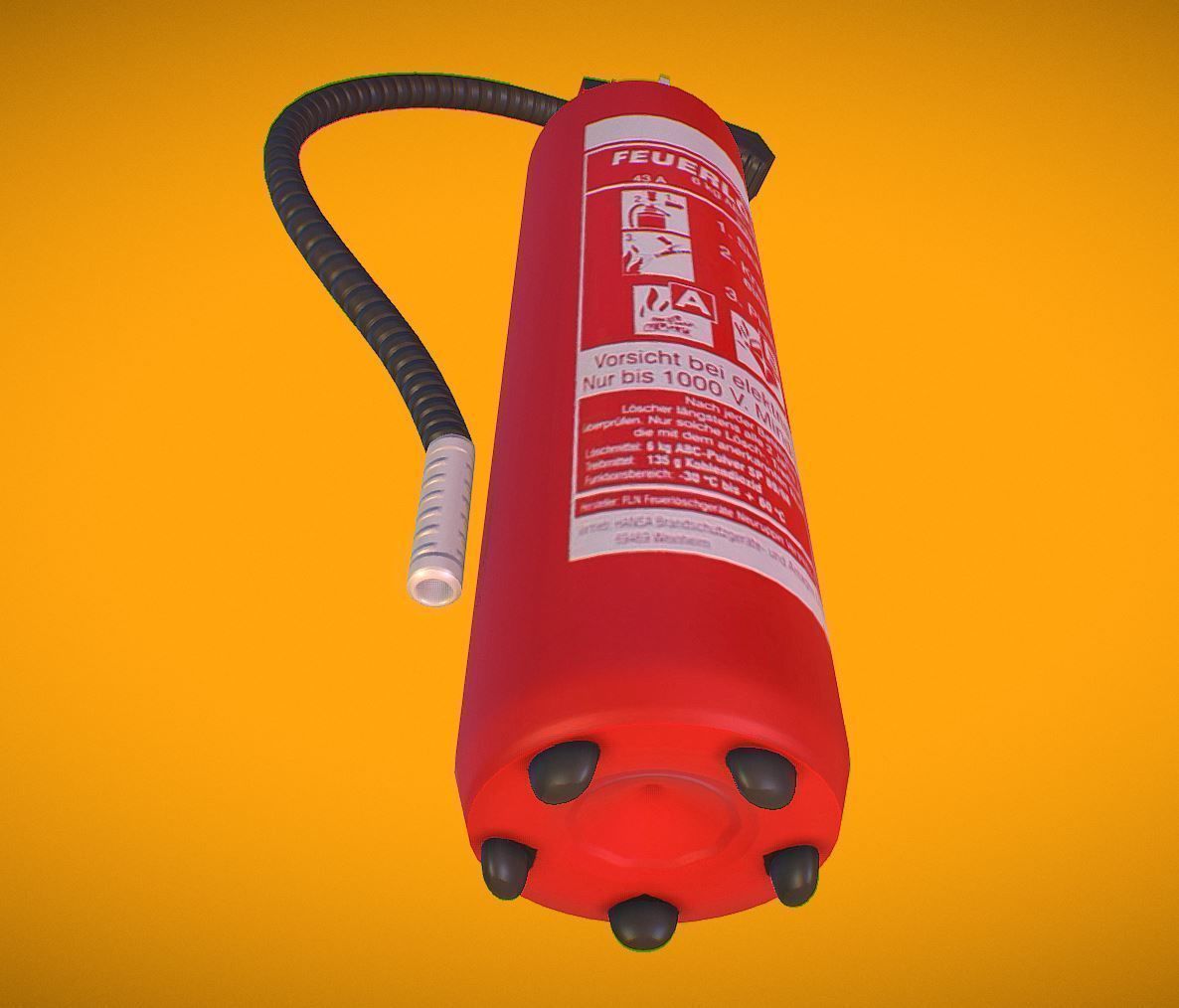 Red fire extinguisher Low-poly 3D model_12