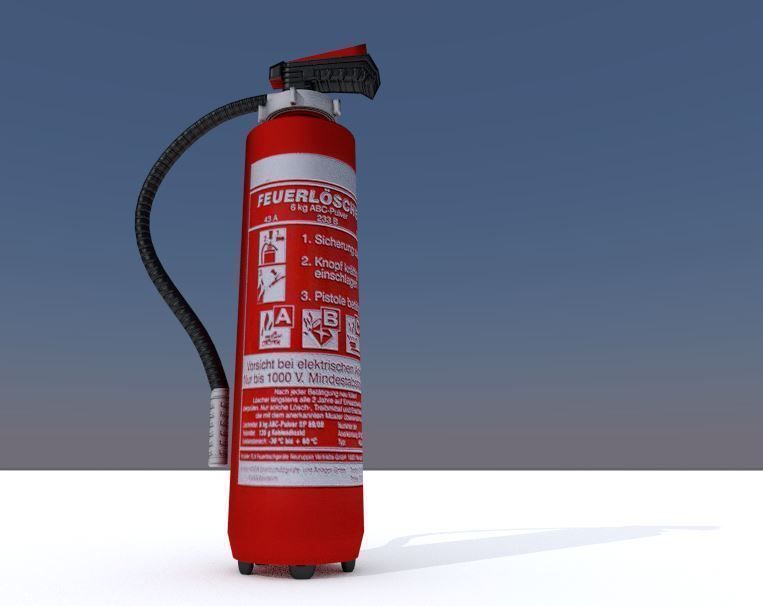 Red fire extinguisher Low-poly 3D model_3