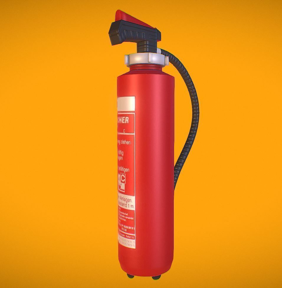 Red fire extinguisher Low-poly 3D model_14