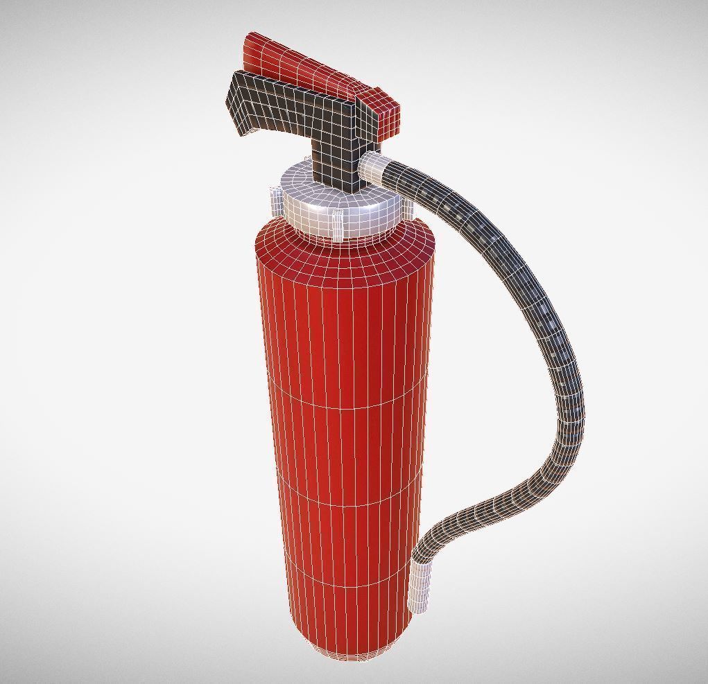 Red fire extinguisher Low-poly 3D model_18