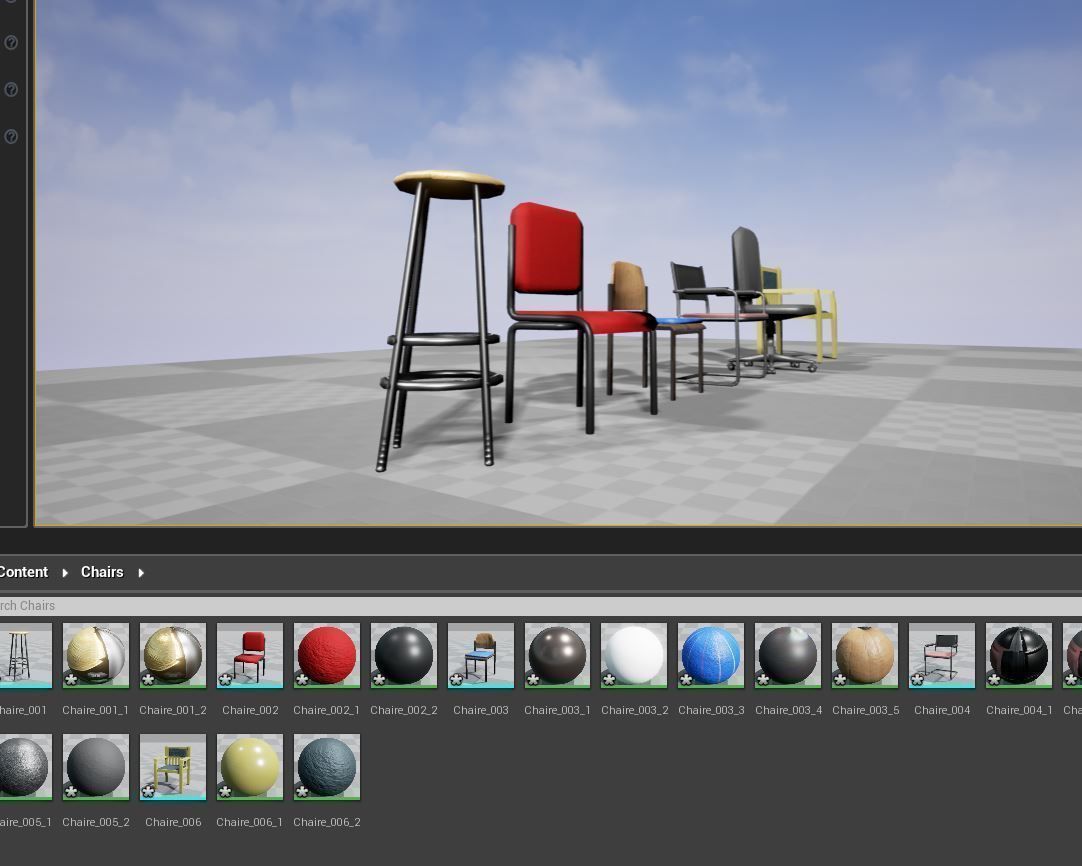 Low Poly Chairs Set two with metal frame and seat Free low-poly 3D model_3