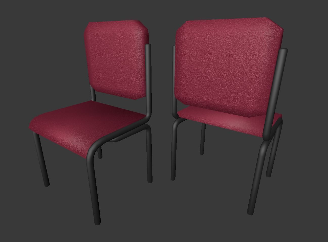 Low Poly Chairs Set two with metal frame and seat Free low-poly 3D model_7