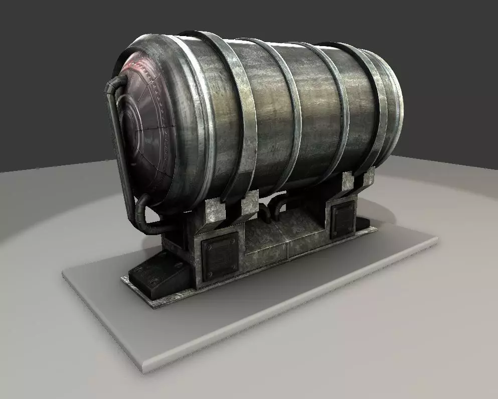 Metal Water Tank Low-poly 3D model_0