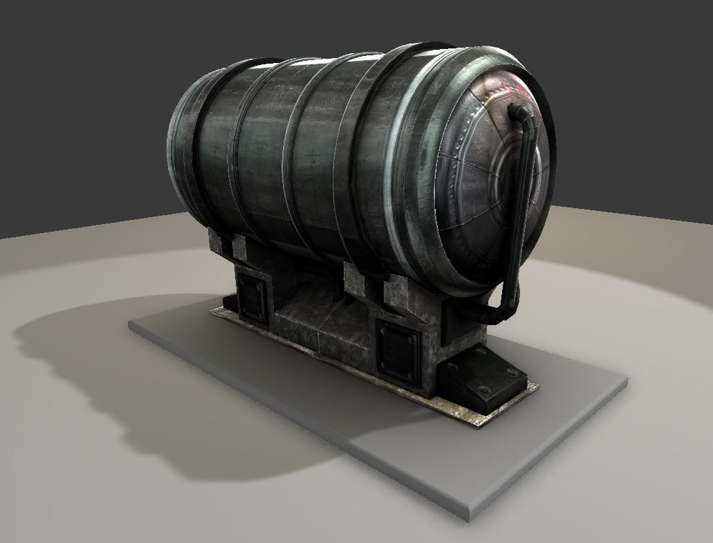Metal Water Tank Low-poly 3D model_6