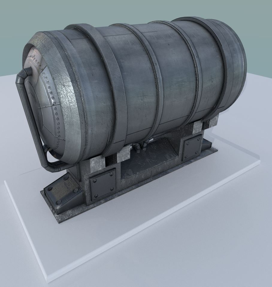 Metal Water Tank Low-poly 3D model_13