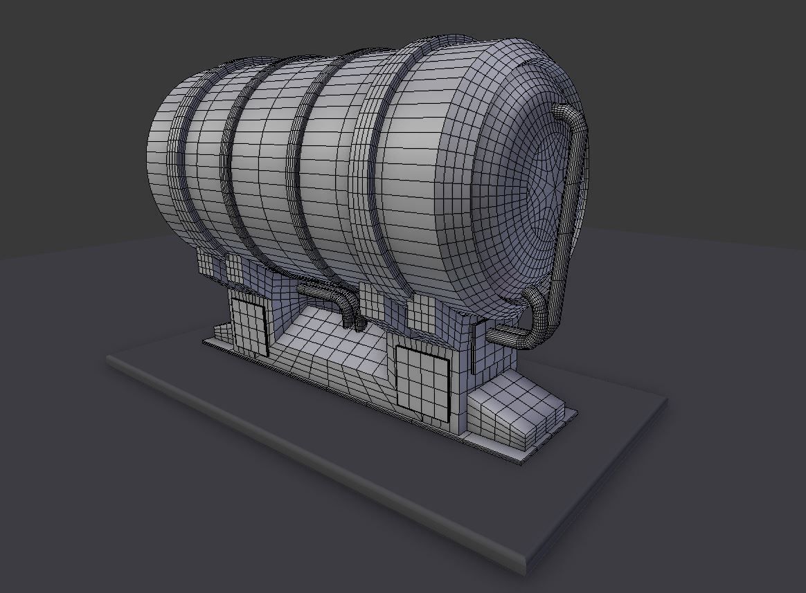 Metal Water Tank Low-poly 3D model_10