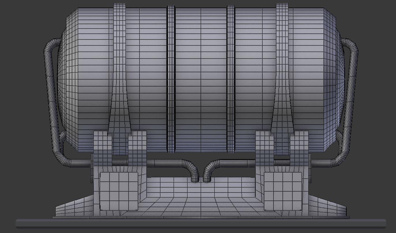 Metal Water Tank Low-poly 3D model_9