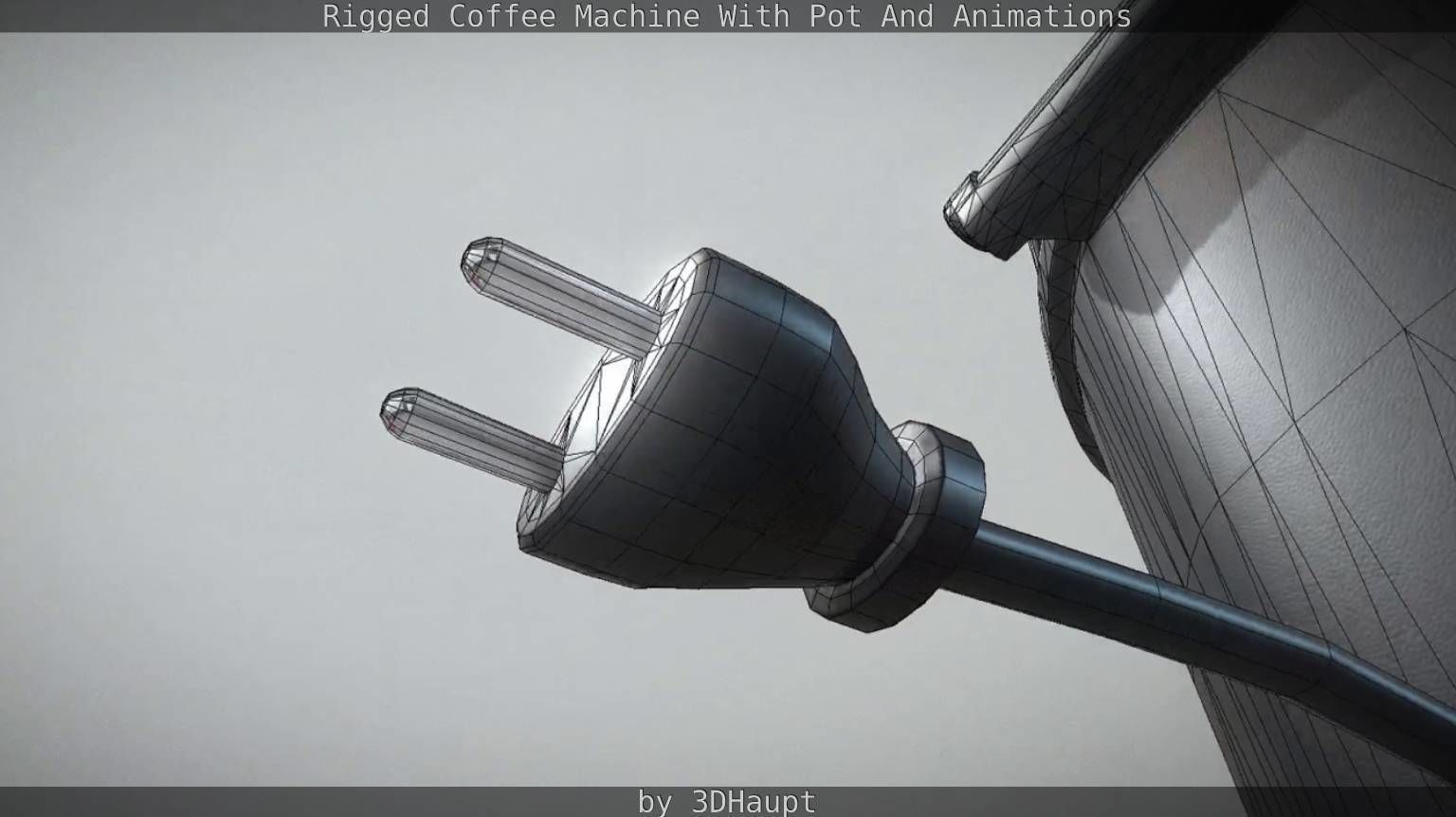 Coffee machine with rigged cable Low-poly 3D model_61