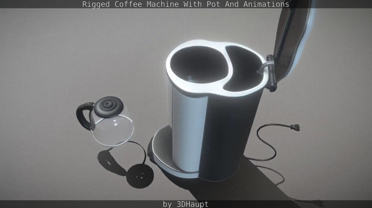 Coffee machine with rigged cable Low-poly 3D model_20