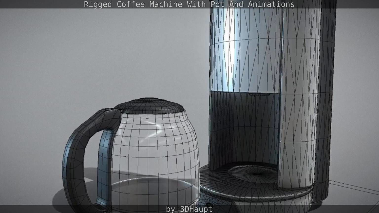 Coffee machine with rigged cable Low-poly 3D model_49