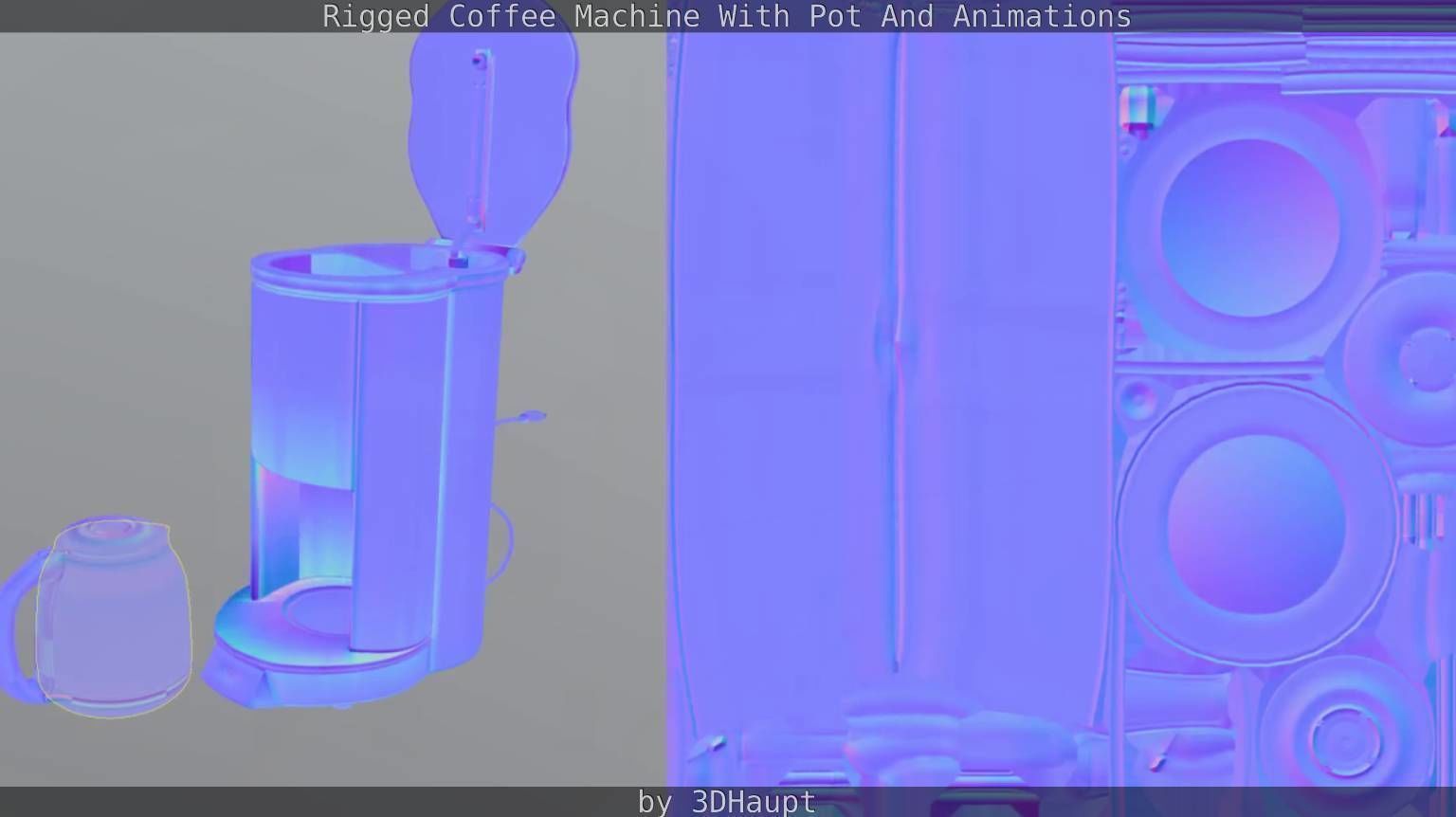 Coffee machine with rigged cable Low-poly 3D model_98