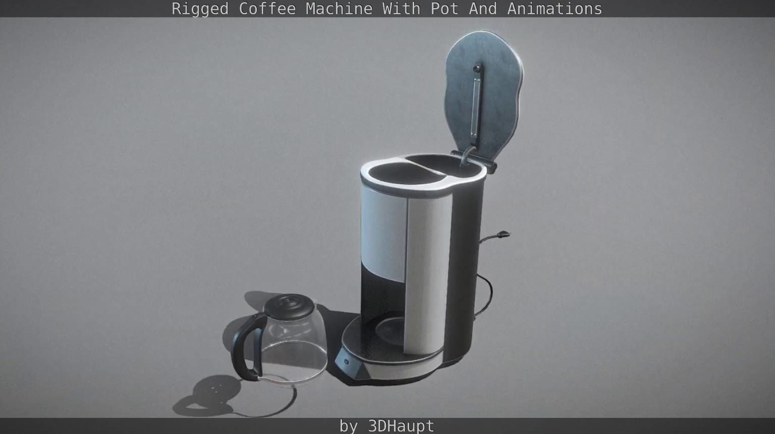 Coffee machine with rigged cable Low-poly 3D model_79