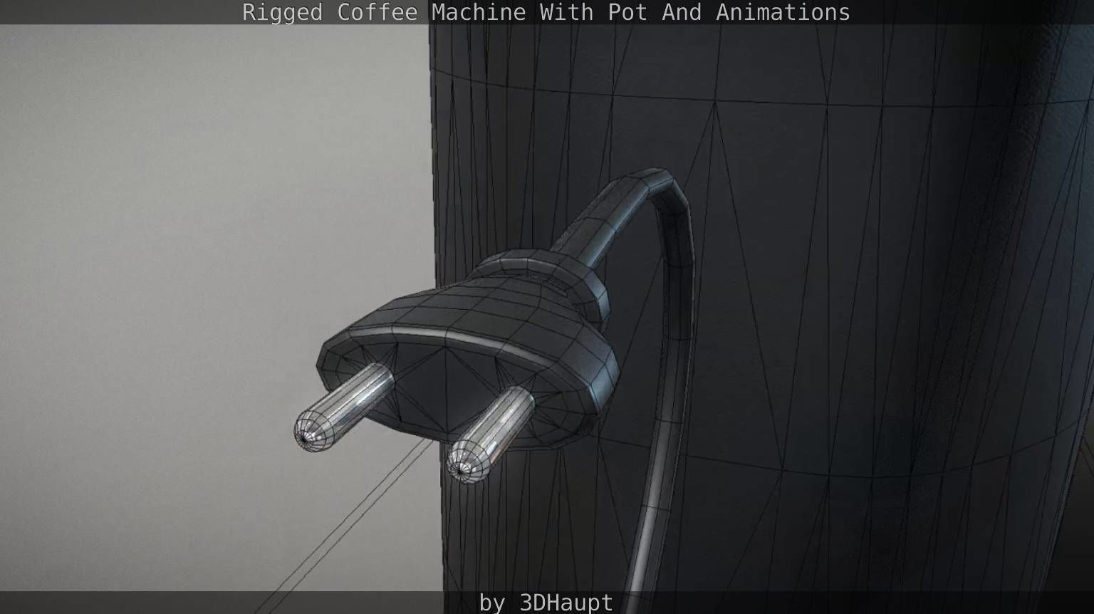 Coffee machine with rigged cable Low-poly 3D model_60