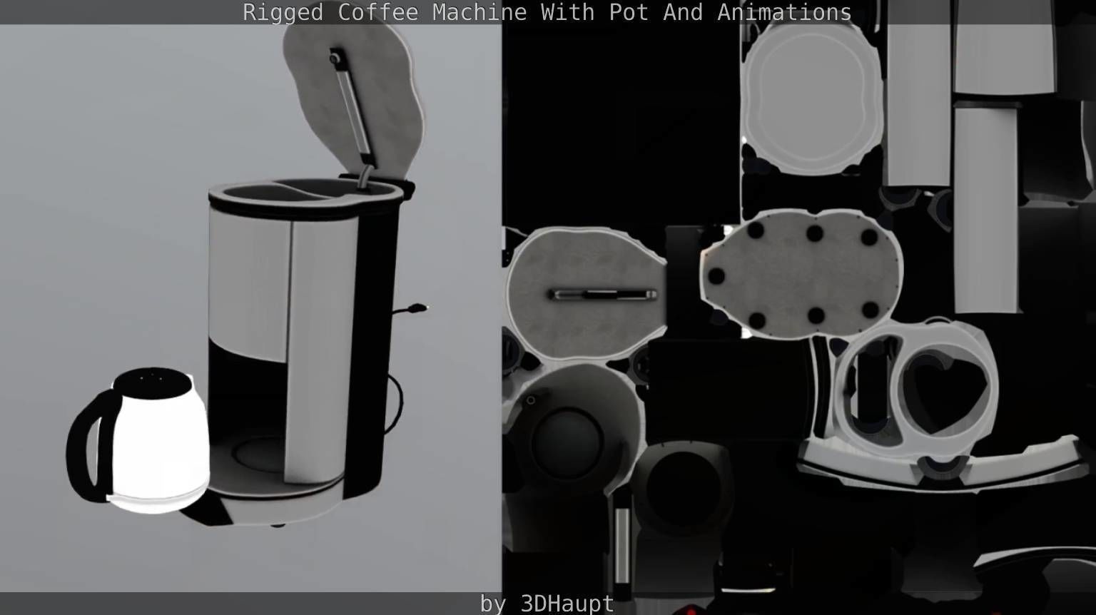 Coffee machine with rigged cable Low-poly 3D model_87