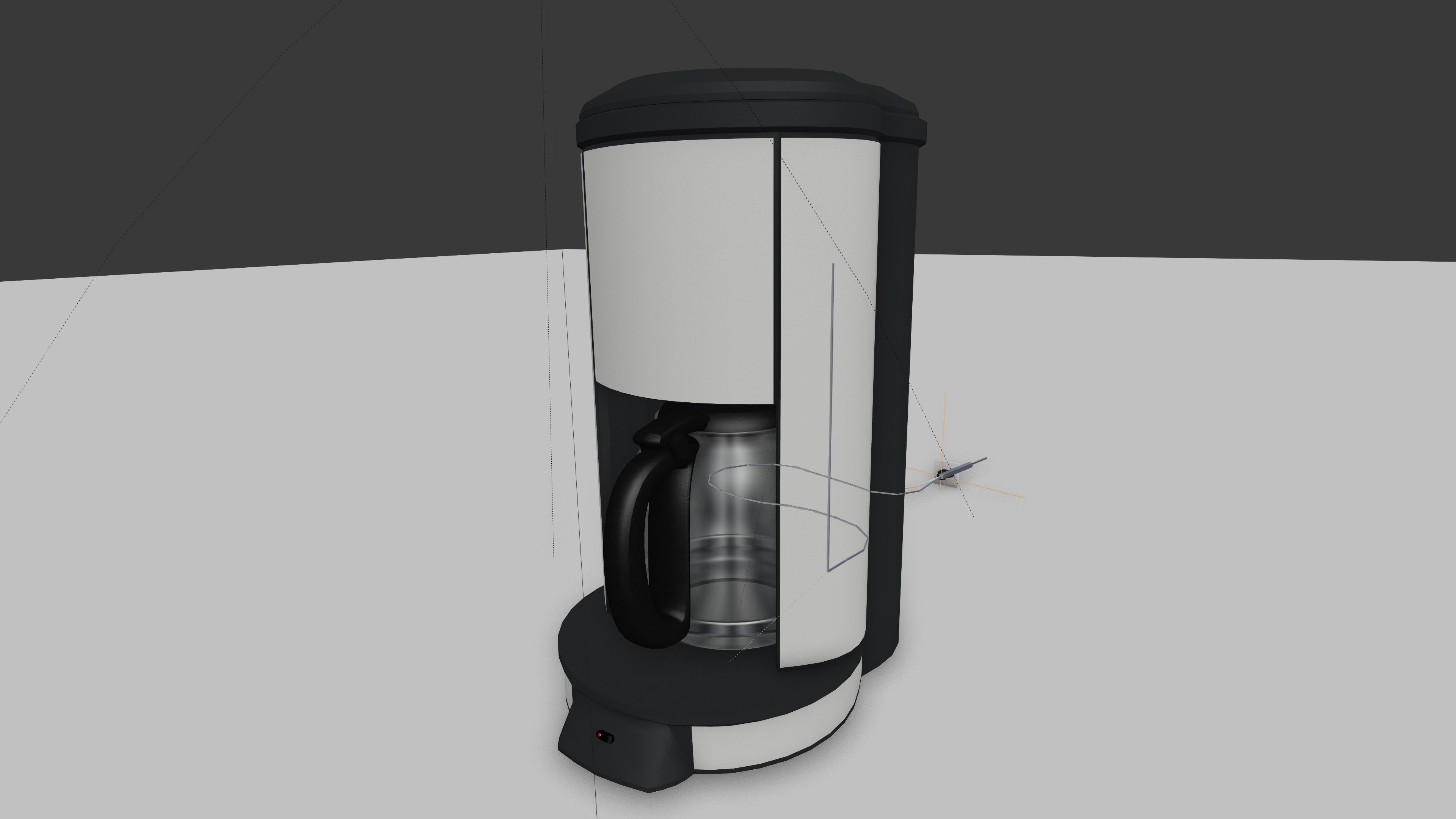 Coffee machine with rigged cable Low-poly 3D model_7