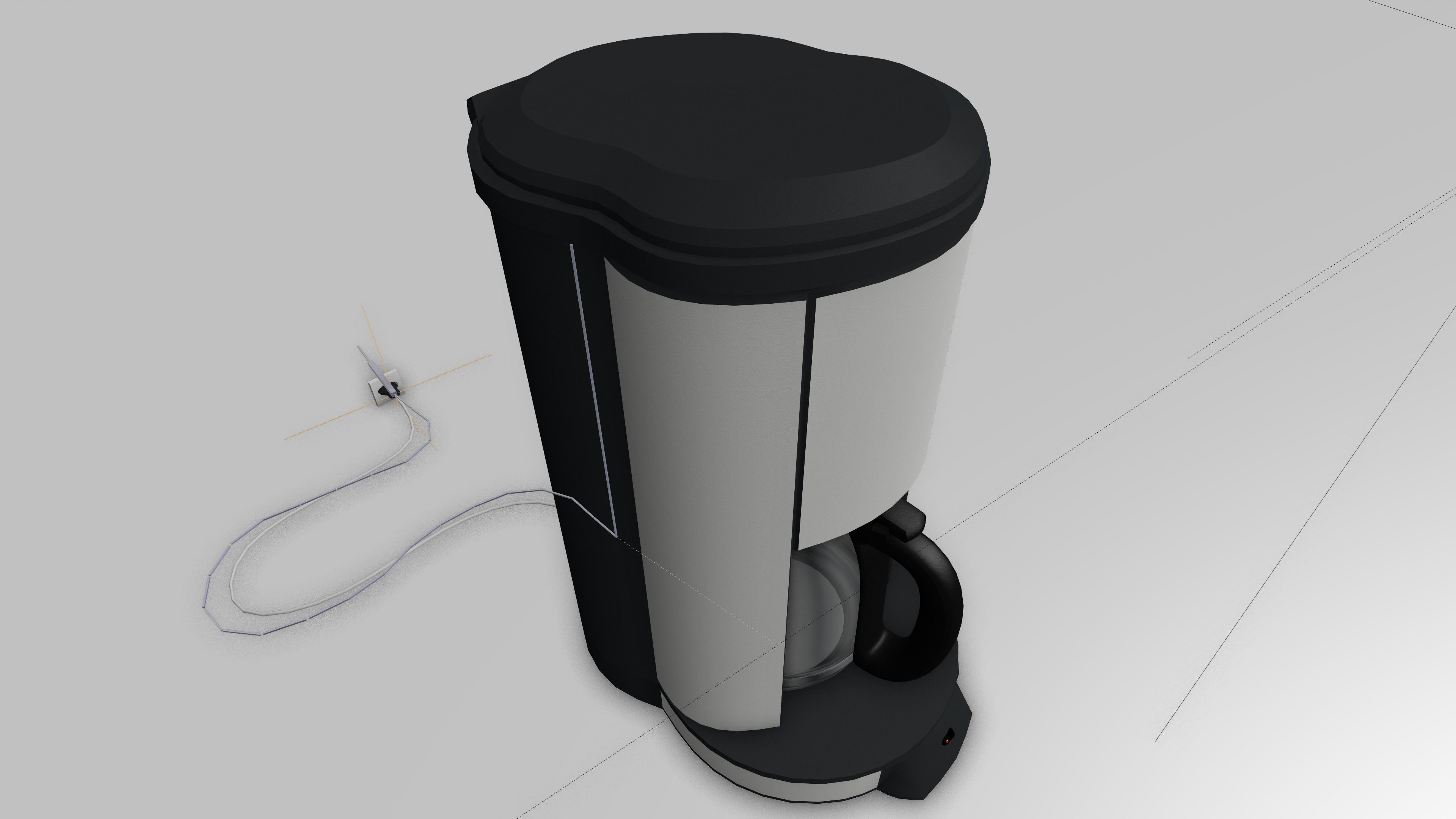 Coffee machine with rigged cable Low-poly 3D model_12