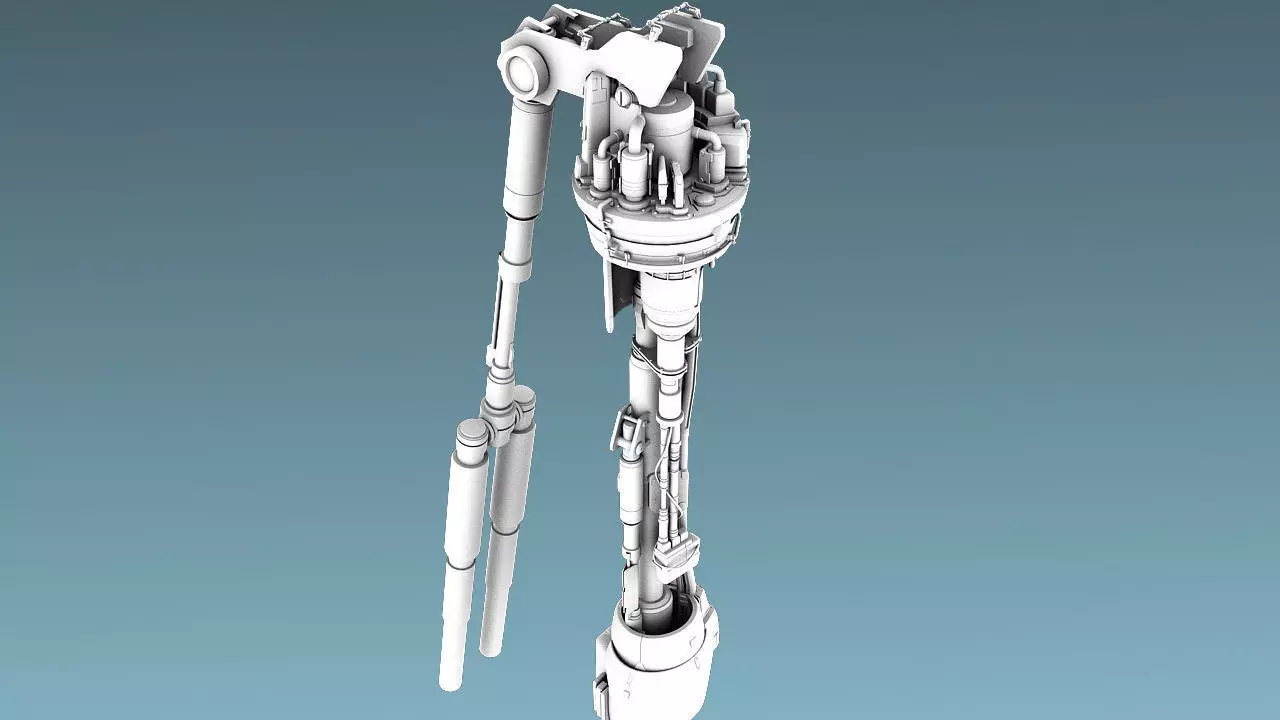 Sci Fi parts of Pole with cables and futuristic parts 3D model_0