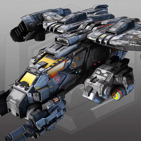 SciFi Dropship  Low-poly 3D model_2